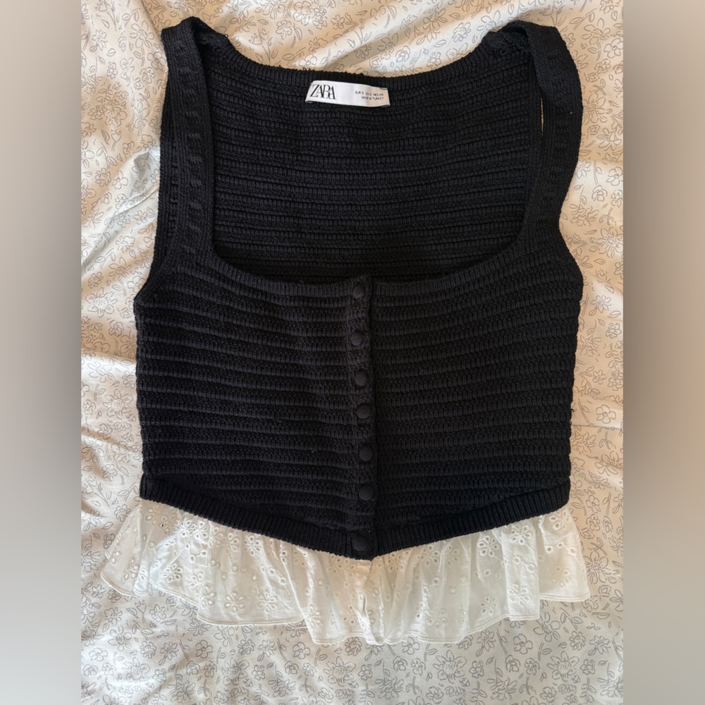 Zara Black Knit Sweater Vest